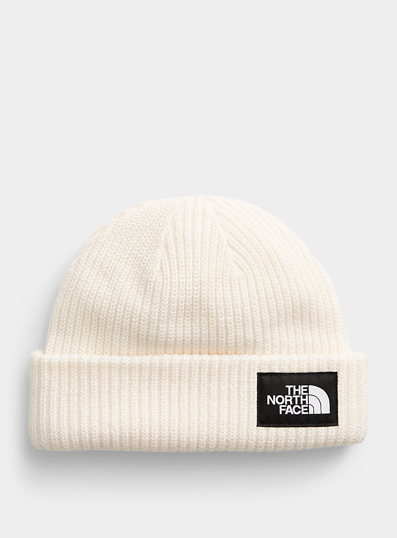 The North Face White Salty Dog ribbed tuque for men