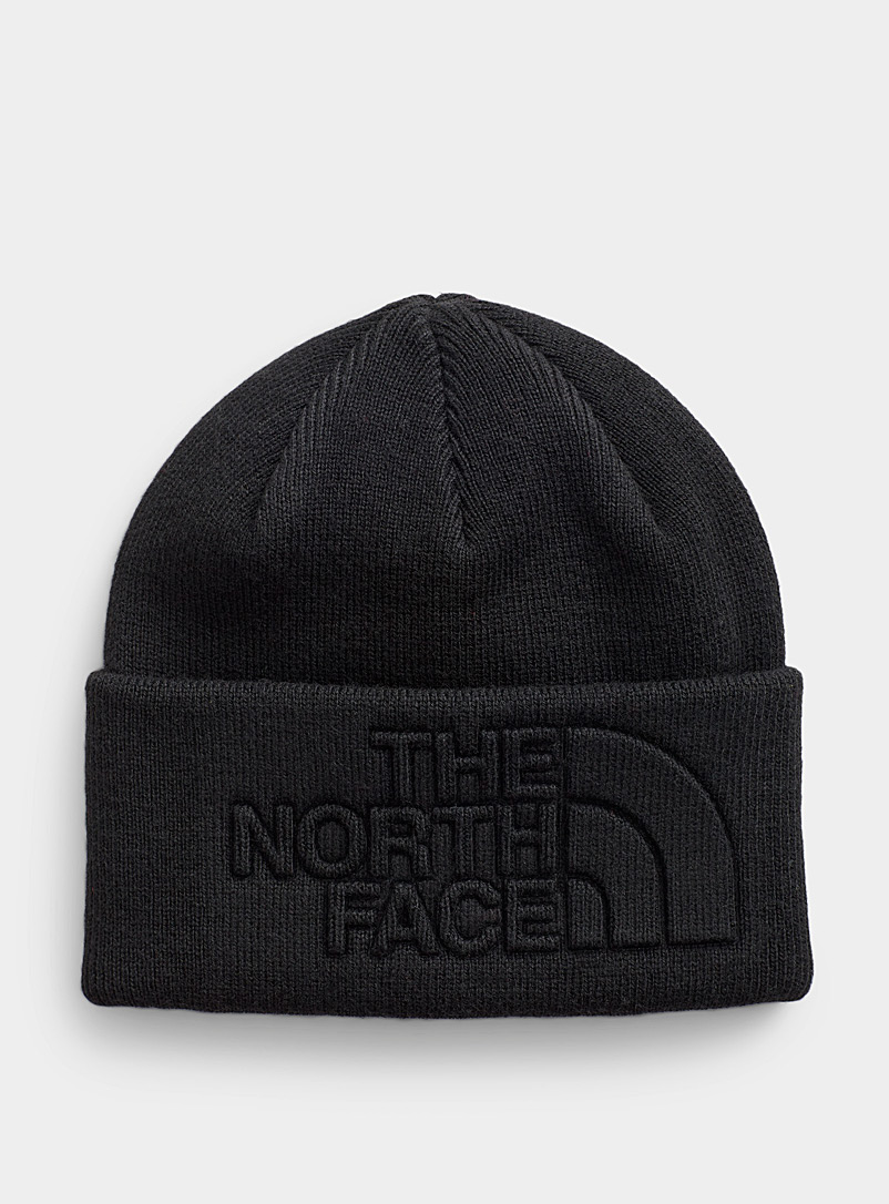 The North Face Black Embossed logo oversized cuff tuque for men