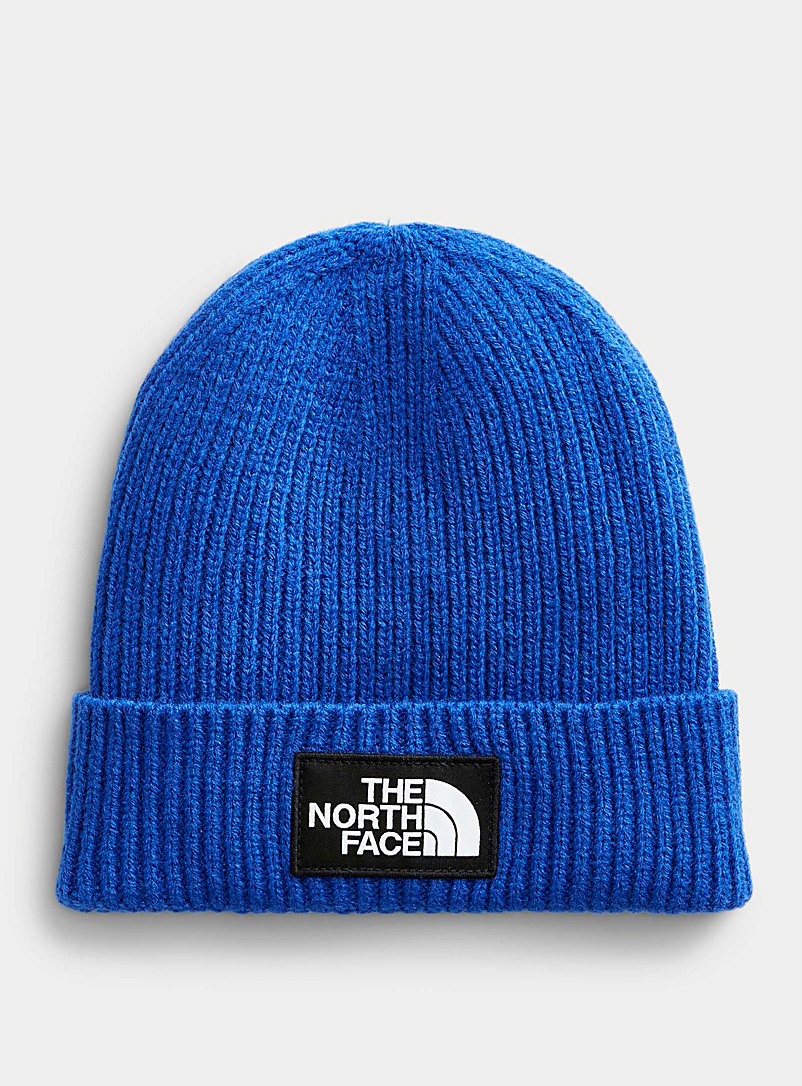 The North Face Sapphire Blue Ribbed knit logo tuque for women