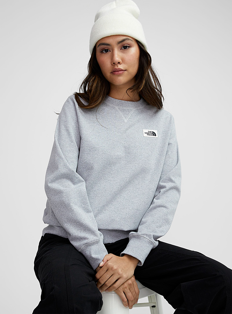 The North Face Light Grey Logo patch sweatshirt for women