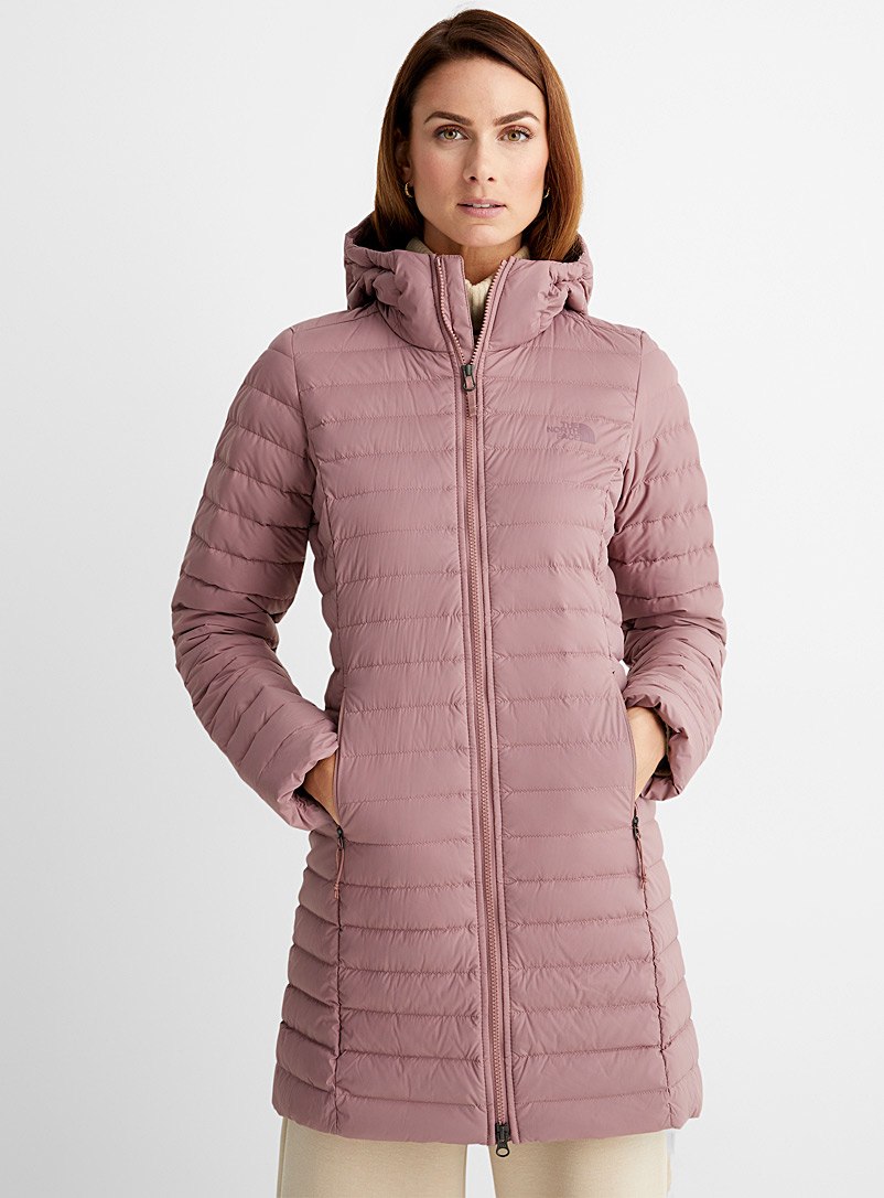 The North Face Pink Stretch Down 3/4 puffer jacket for women