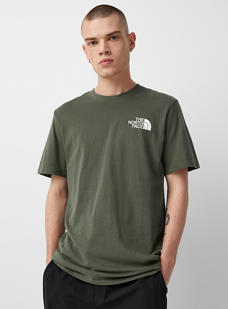 The North Face: Le t-shirt logo Box Vert foncé-mousse-olive pour homme