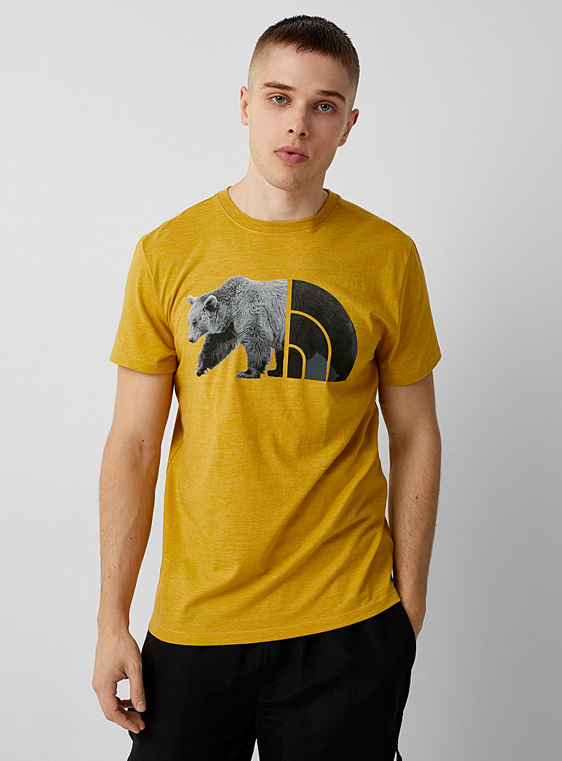 The North Face Medium Yellow Grizzly-logo T-shirt for men