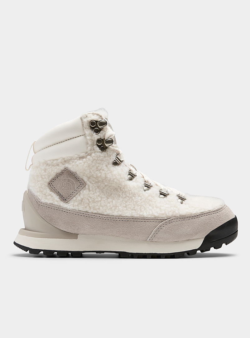 The North Face Ivory White Back-To-Berkeley IV sherpa fleece lace-up boots Women for women