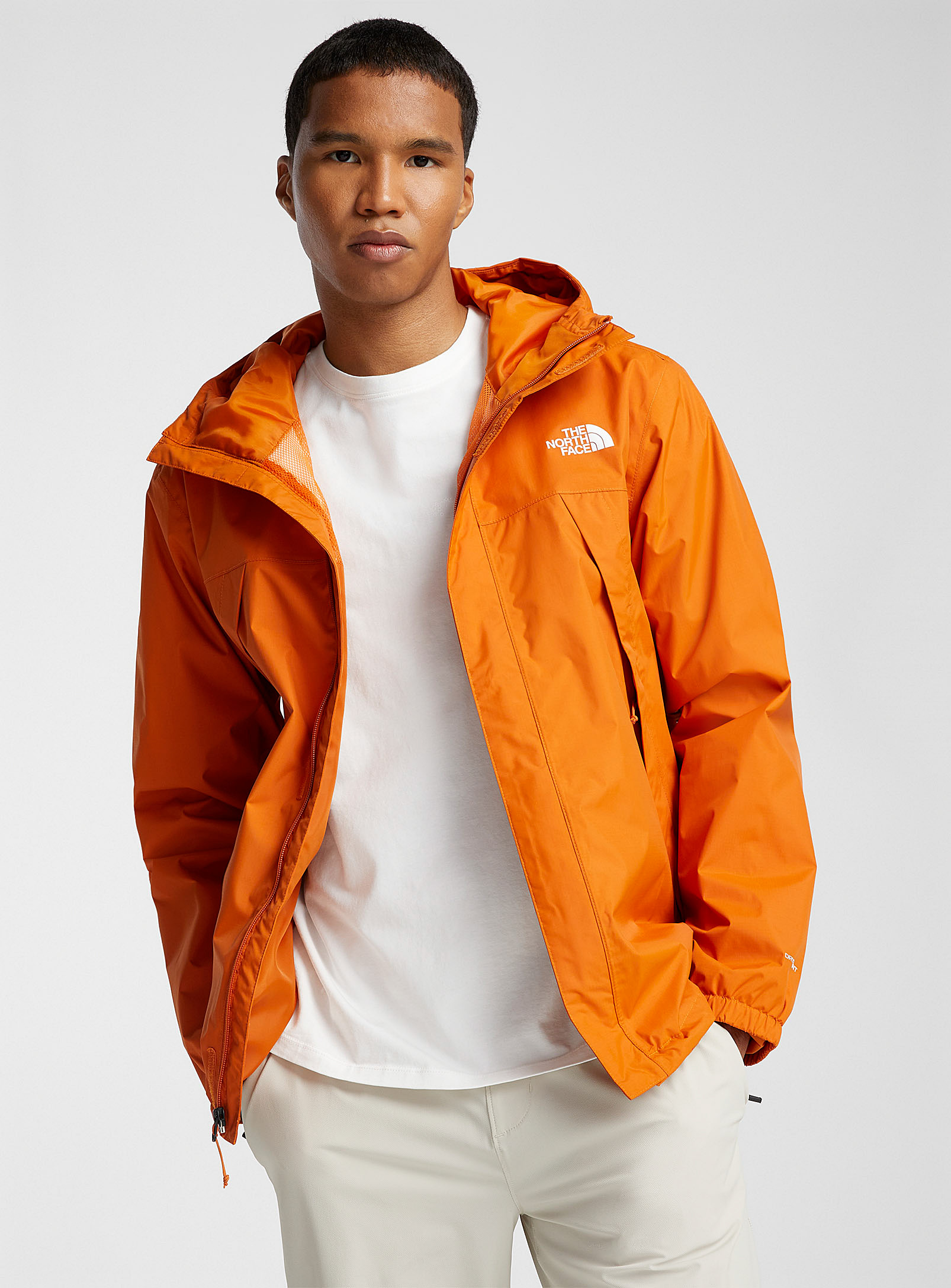 The North Face Antora Hooded Raincoat In Dark Orange