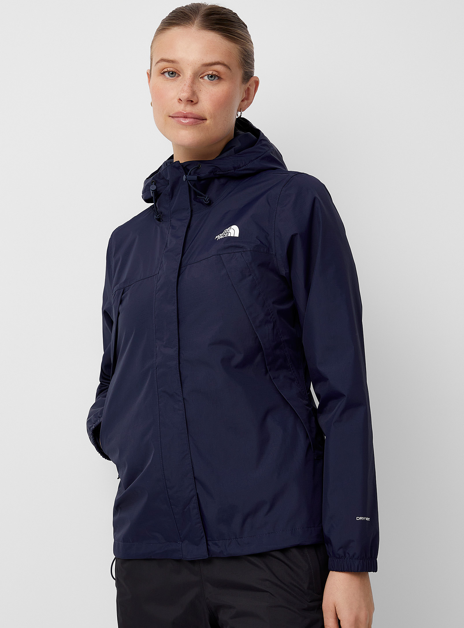 The North Face Antora Hooded Raincoat In Marine Blue