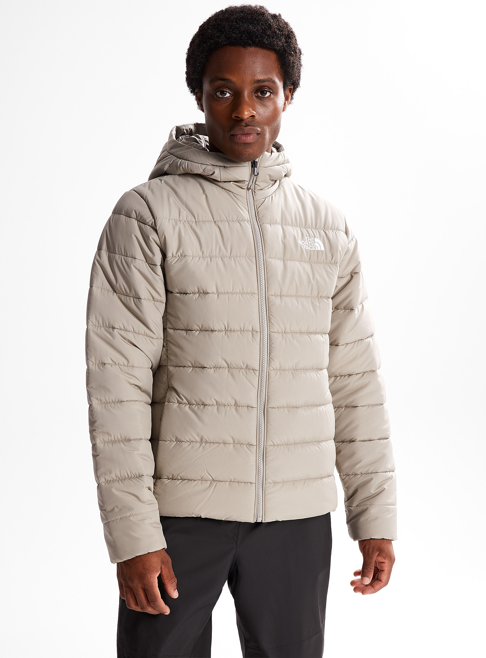 The North Face - La veste matelassée à capuche Aconcagua 3 (Homme, Gris, T.GRAND)