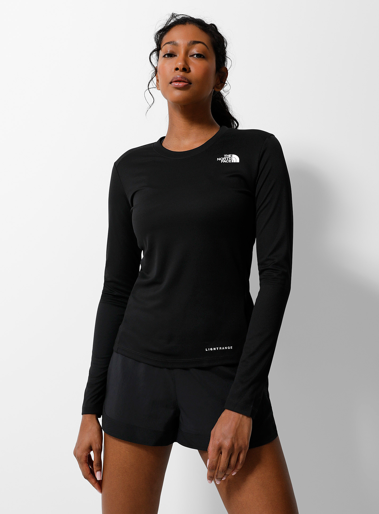 Shop The North Face Lightrange Check Jersey Long-sleeve Tee In Black