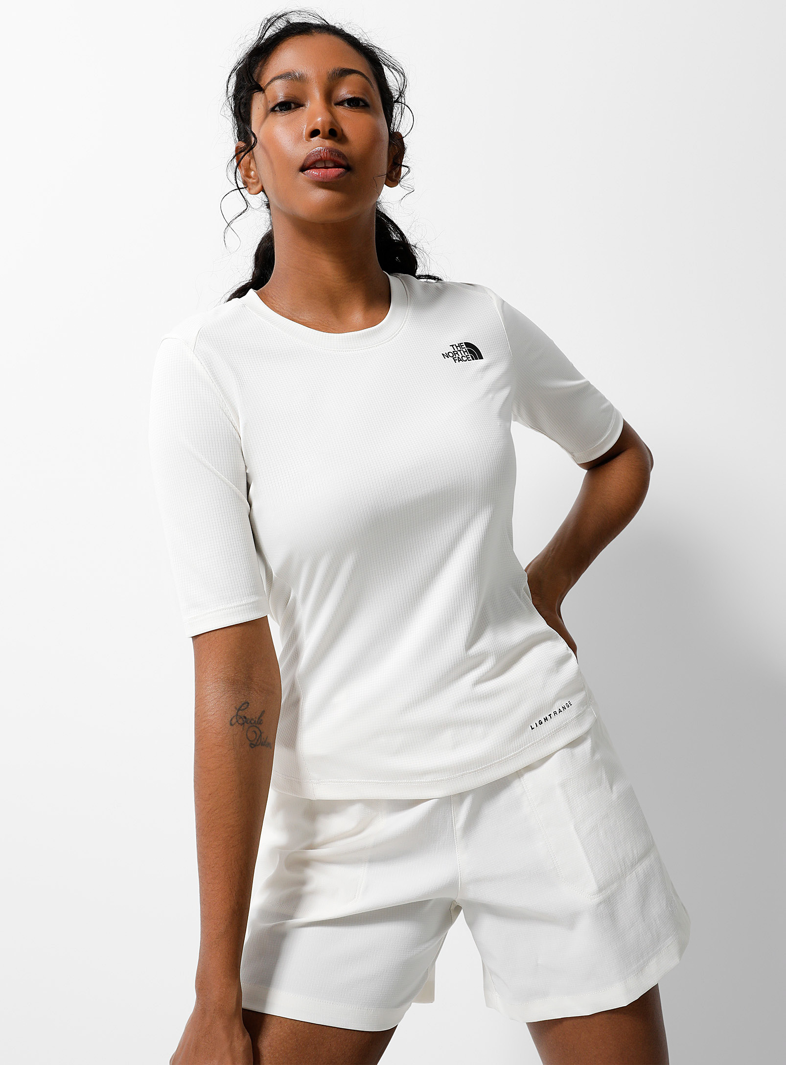 The North Face Lightrange Check Jersey Half-sleeve Tee In Off White