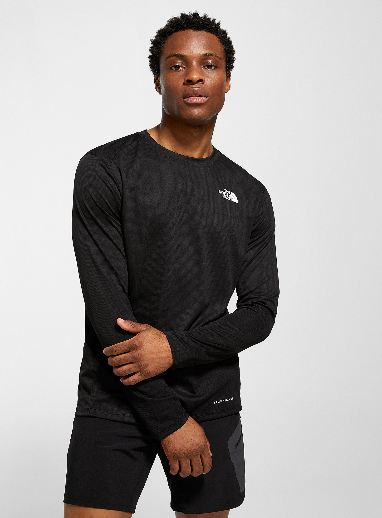 The North Face Lightrange Check Jersey Long-sleeve Tee In Black