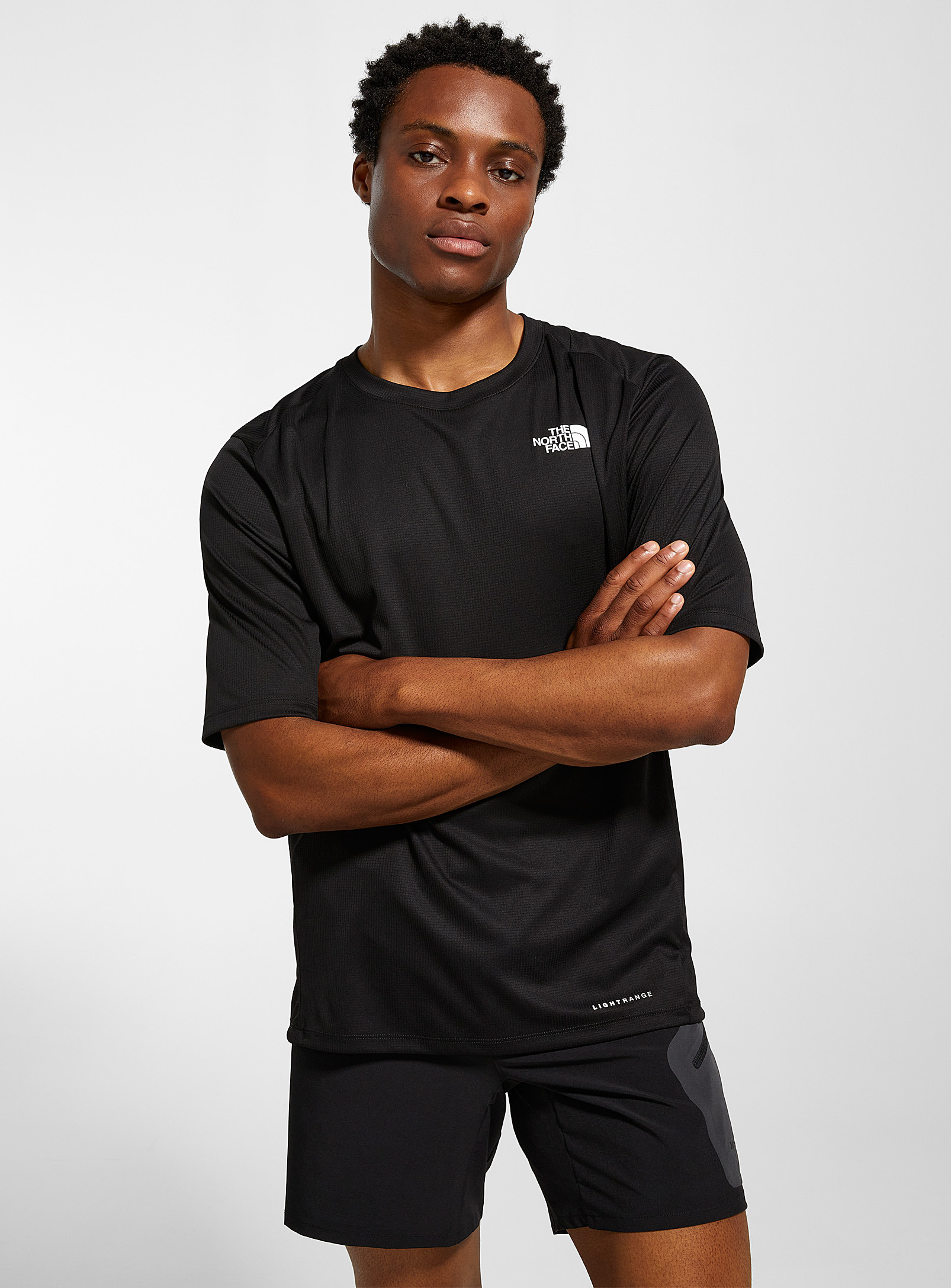 The North Face Lightrange Check Jersey Half-sleeve Tee In Black