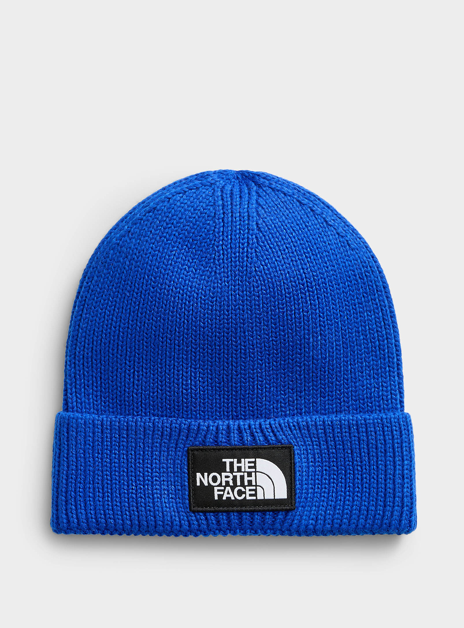The North Face - La tuque tricot à revers logo signature (Homme, Bleu)