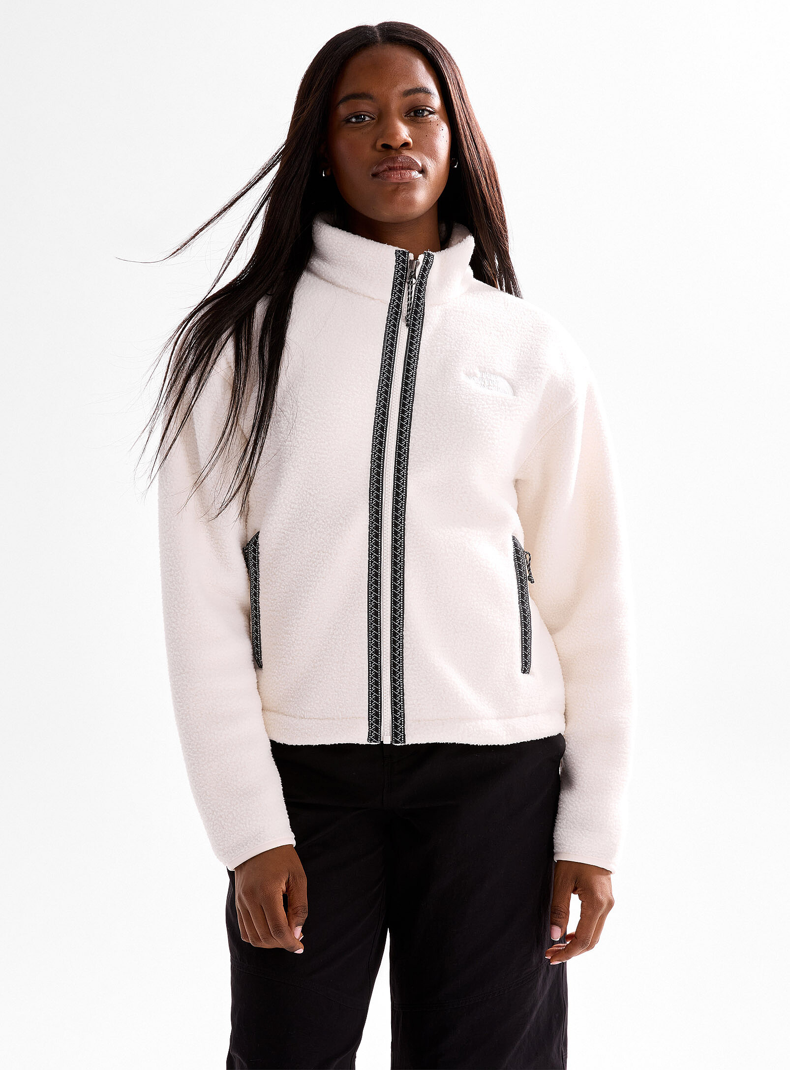 The North Face - La veste polaire TNF MC Fleeski Coupe décontractée (Femme, Beige, T.GRAND)
