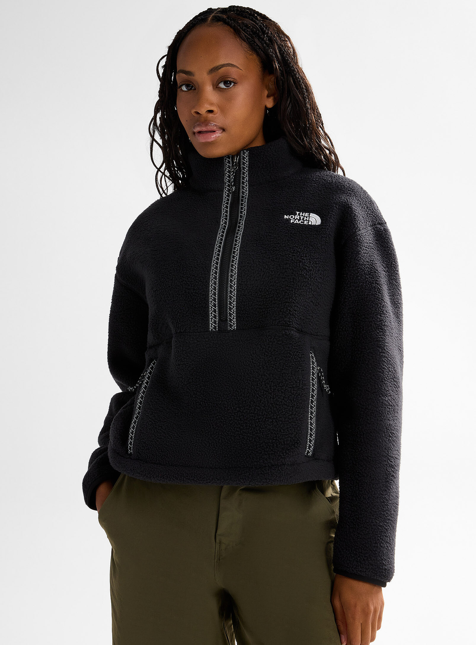 The North Face - Le chandail polaire TNF MC Fleeski Coupe décontractée (Femme, Noir, T.GRAND)