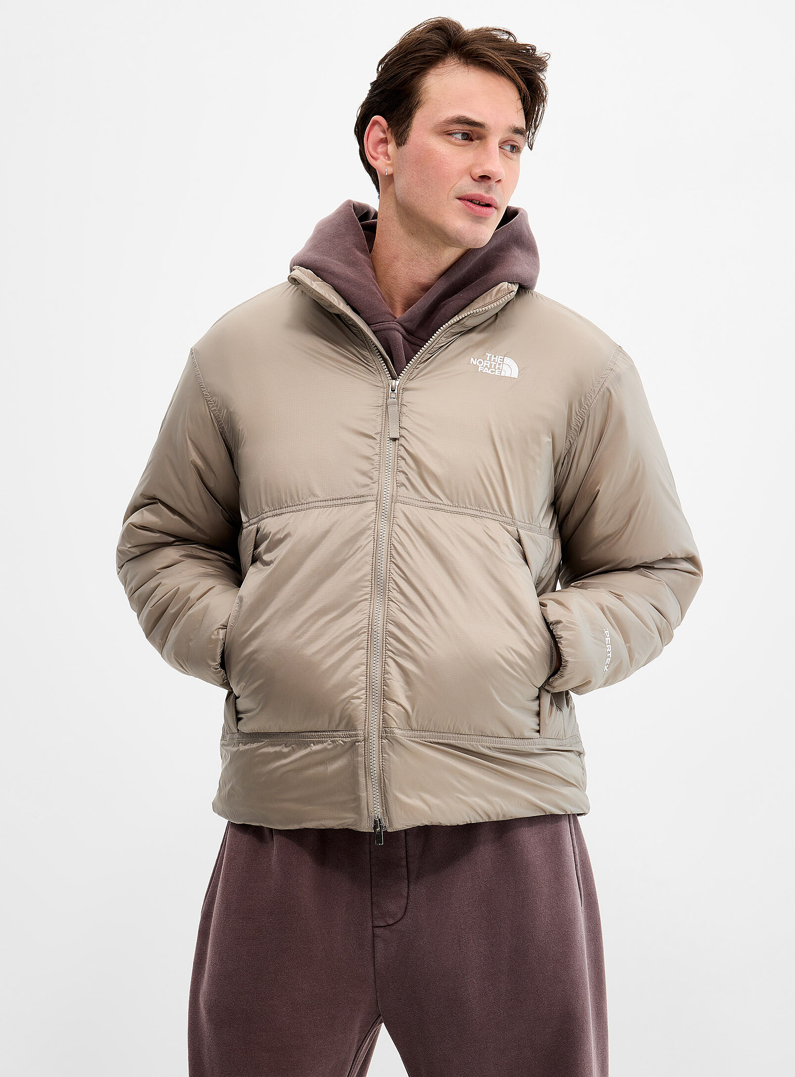 The North Face - Le blouson matelassé Pertex Explore (Homme, Gris, T.GRAND)