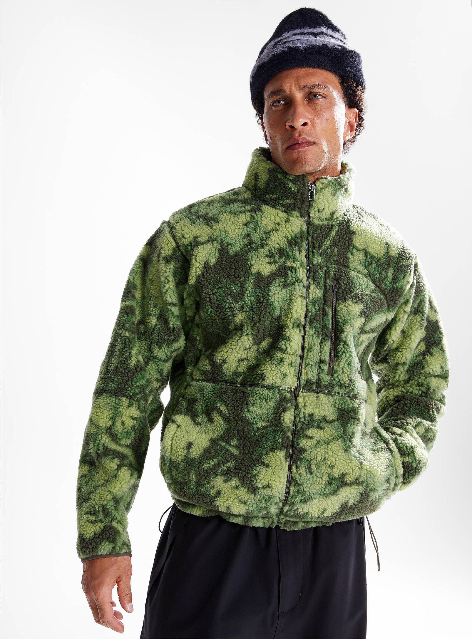 The North Face - La veste polaire moutonnée feuillage (Homme, Vert, T.GRAND)