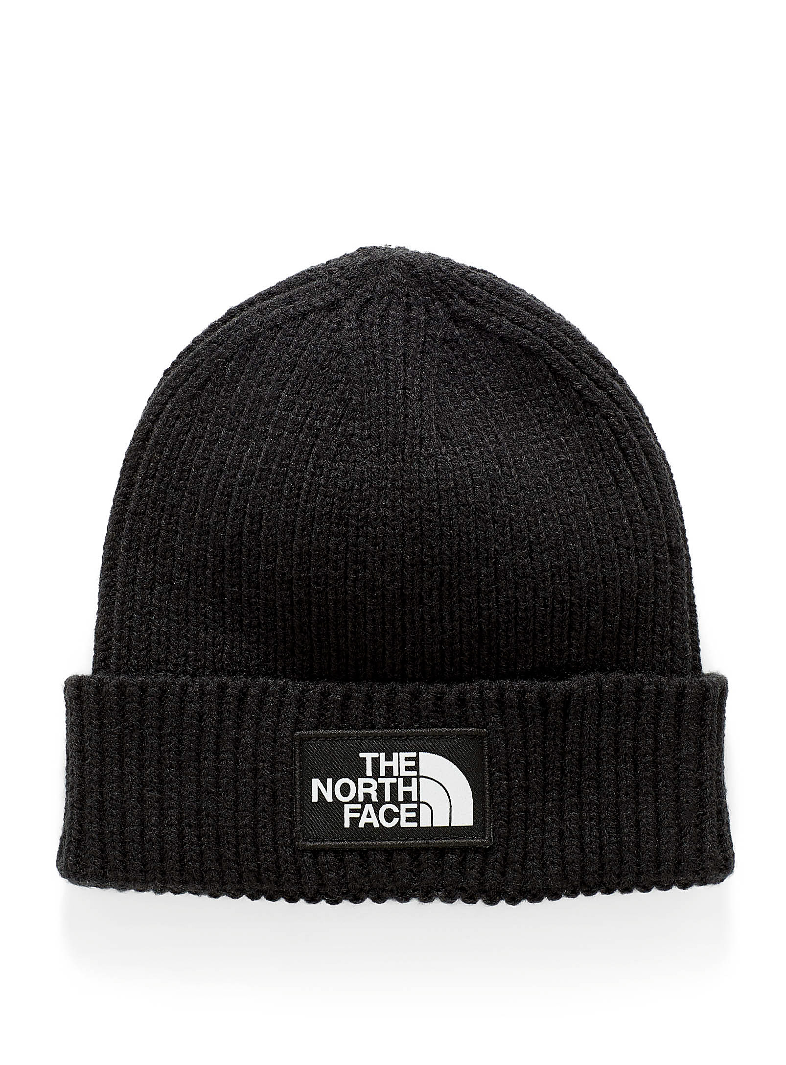 The North Face Ribbed Knit Logo Tuque In Black
