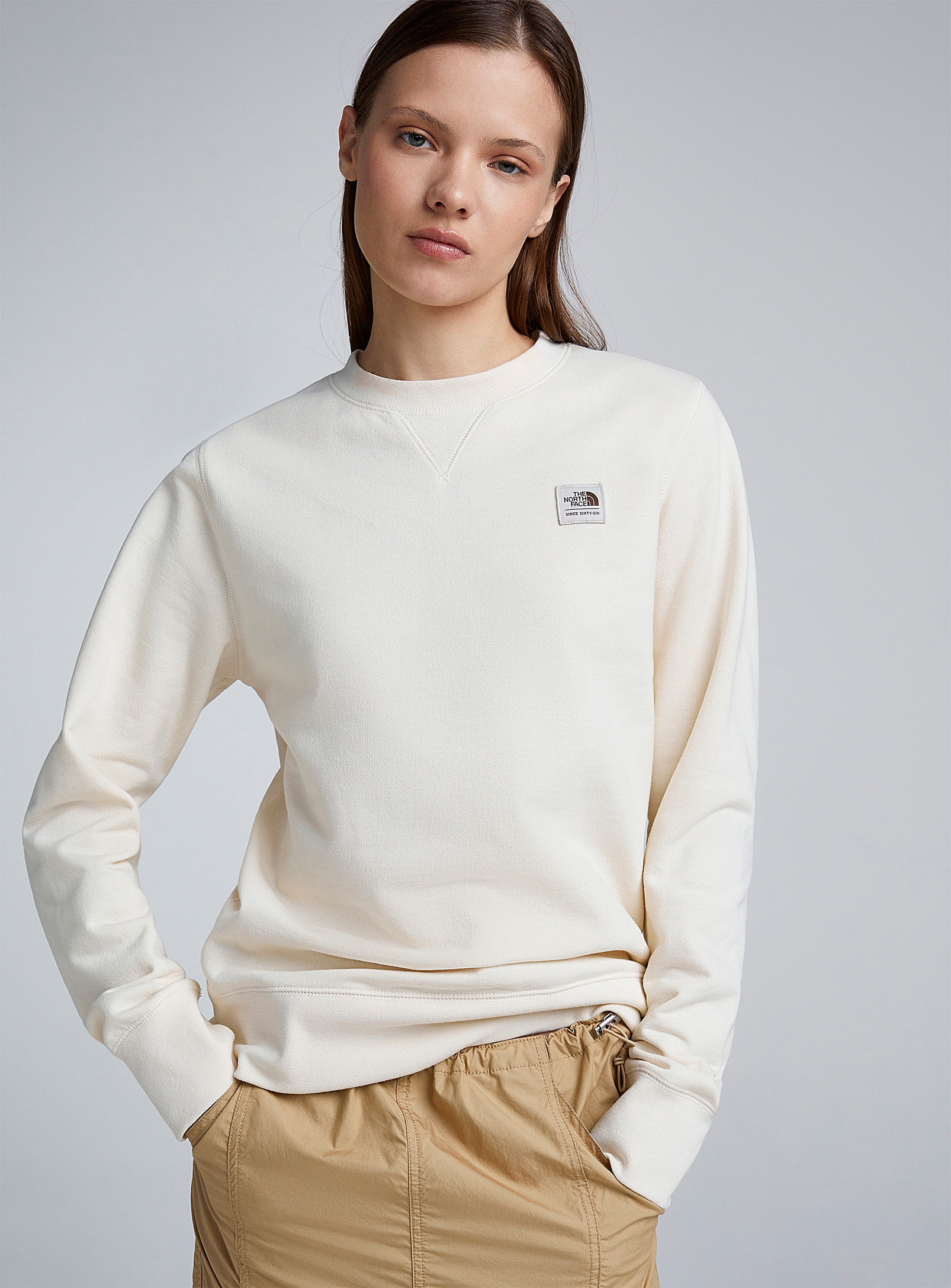 The North Face Logo Patch Sweatshirt In Off White