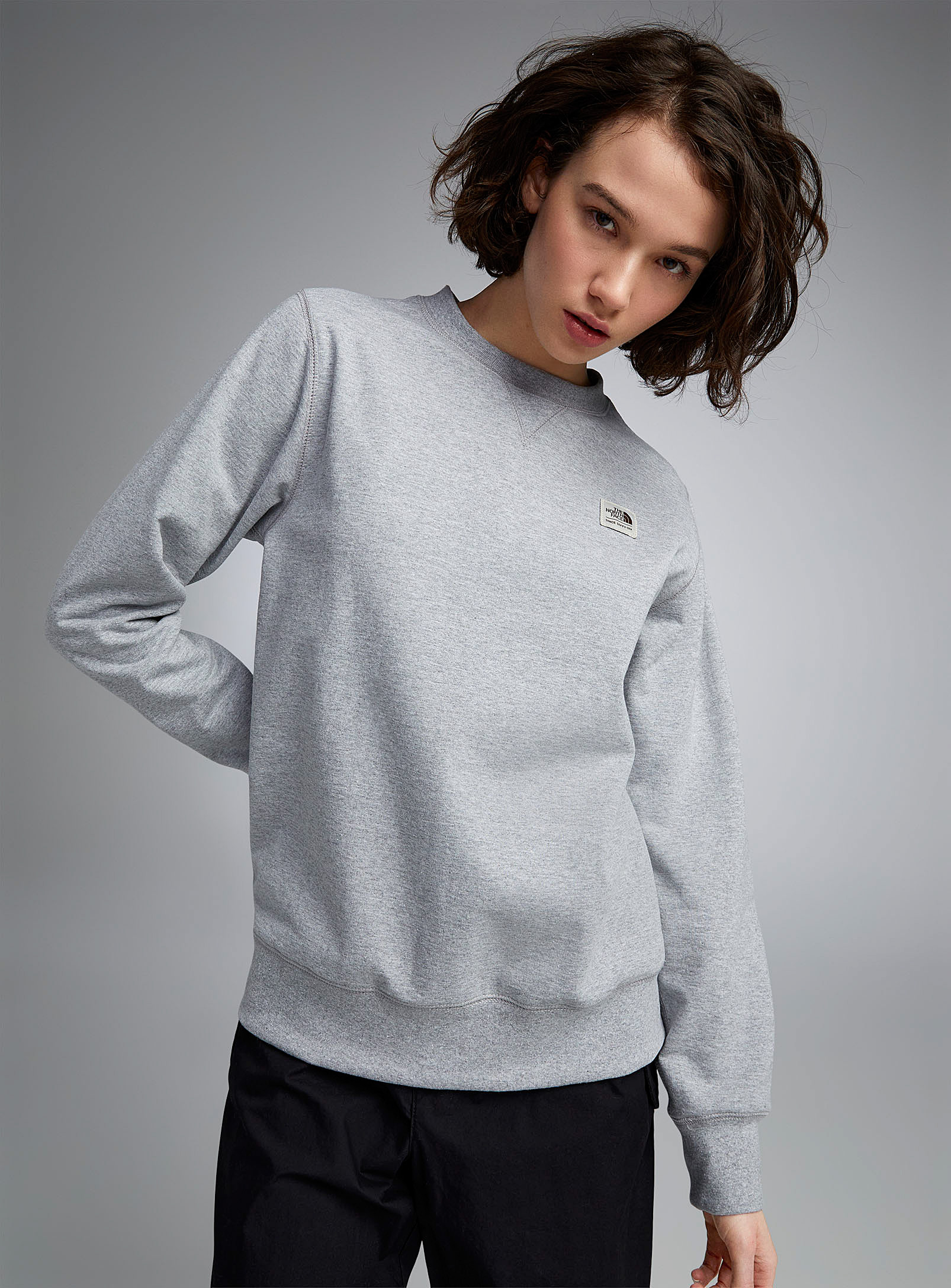 The North Face Logo Patch Sweatshirt In Silver
