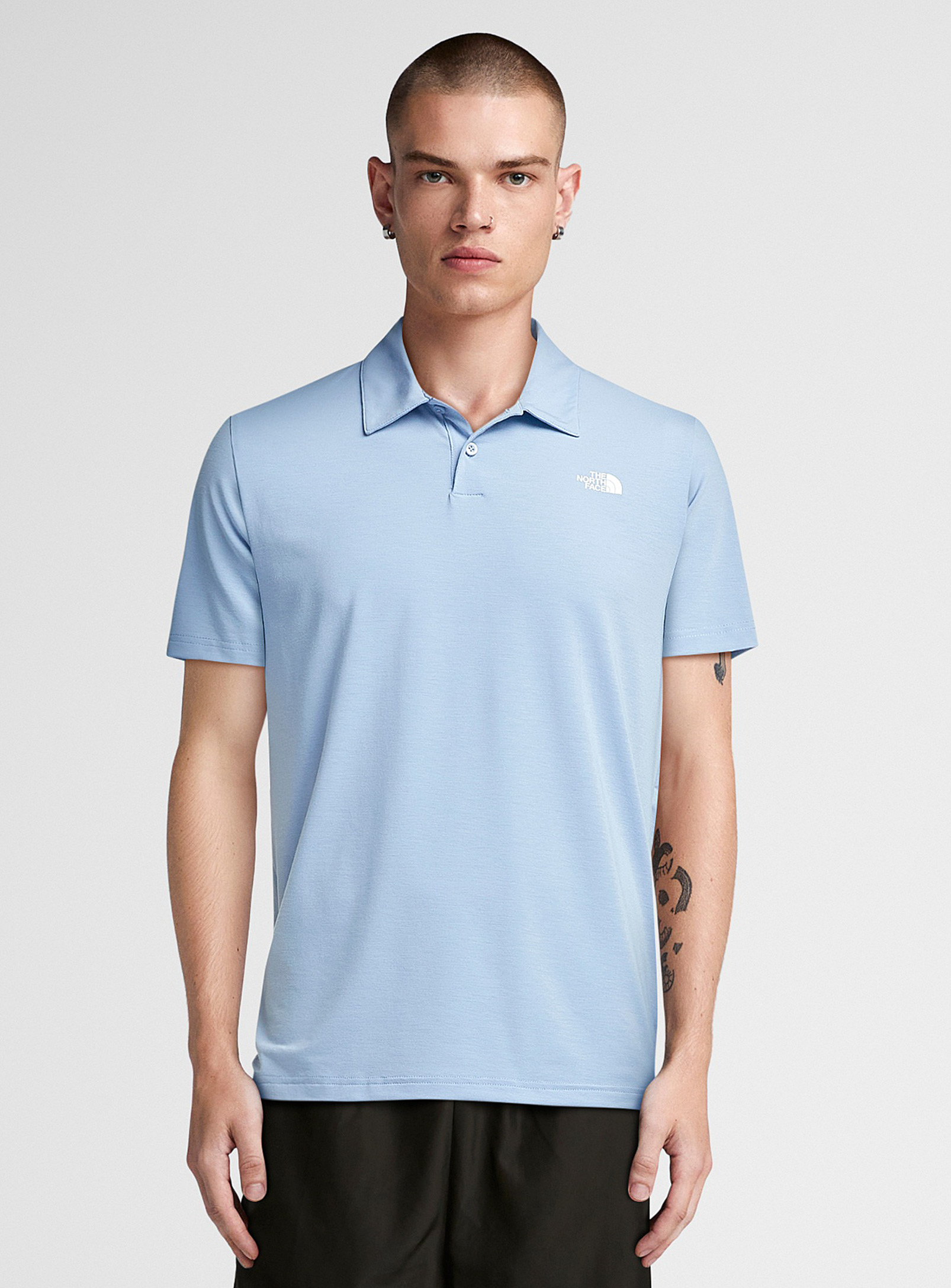 The North Face Chest Logo Light Polo In Baby Blue