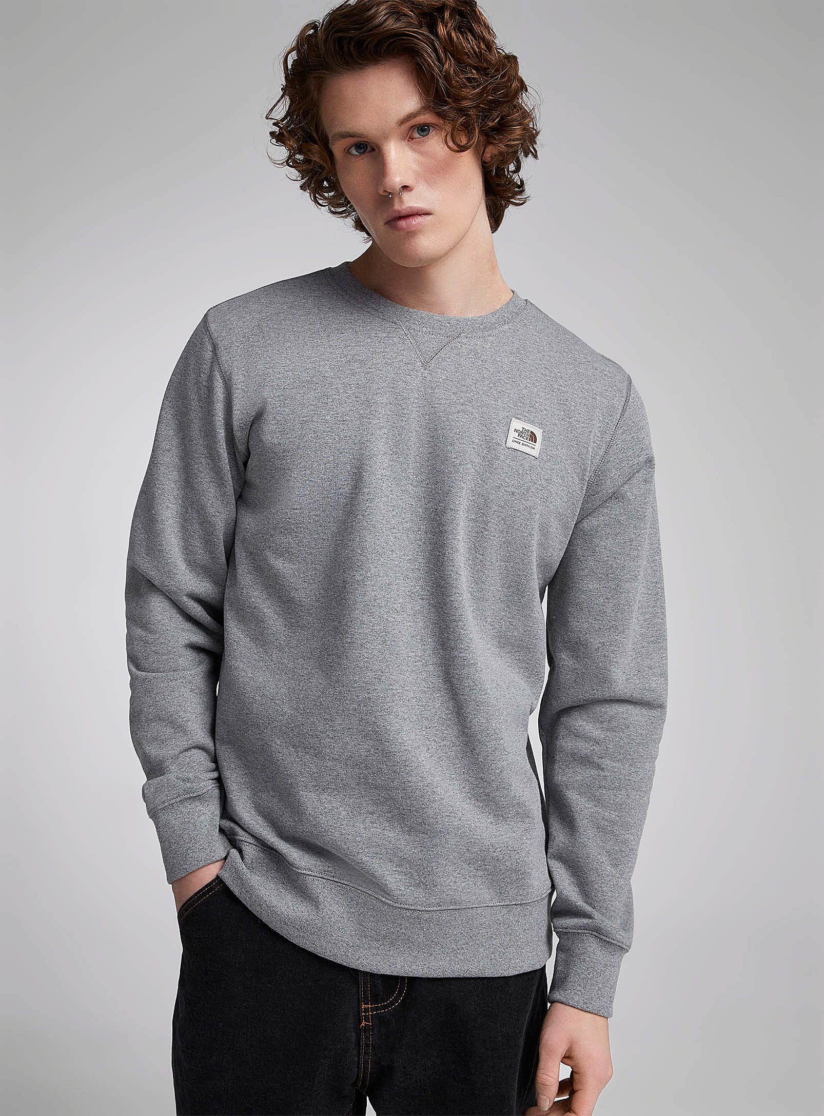 The North Face Recycled Heritage Patch Crew-neck Sweatshirt In Grey