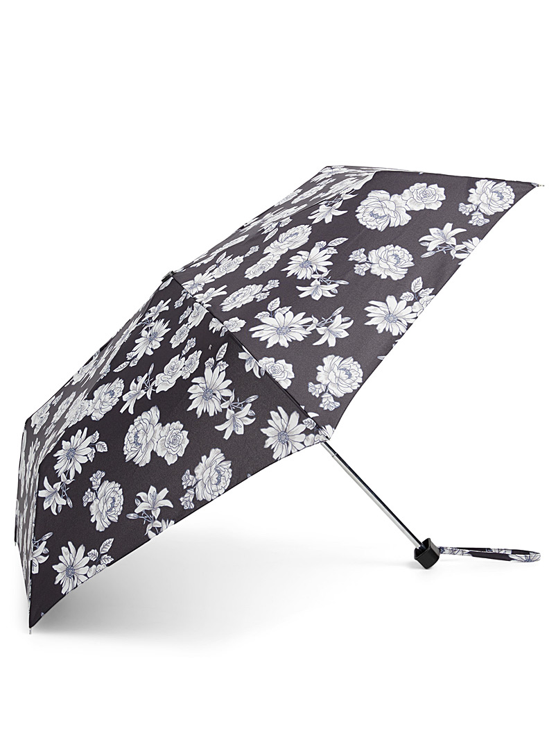 Simons Black Patterned compact umbrella for women