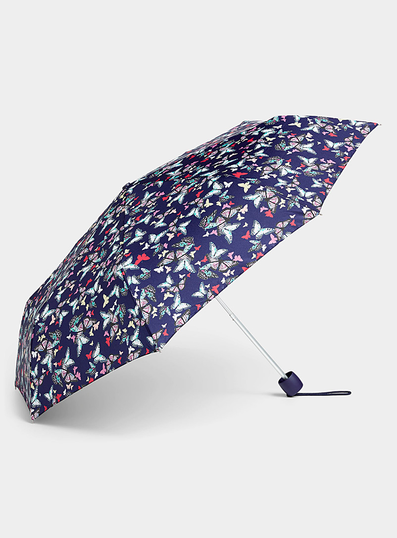 Simons Black Colourful compact umbrella for women