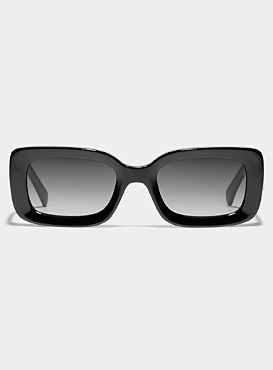Gold-logo oversized rectangular sunglasses