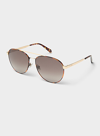 Les lunettes de soleil aviateur bimati&egrave;re &eacute;caille de tortue