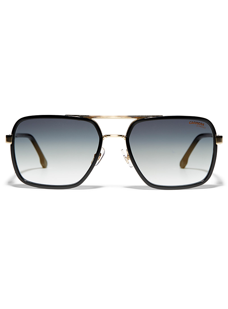 Carrera: Les lunettes de soleil aviateur carrées Jaune doré pour homme
