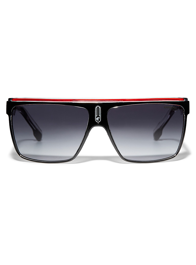 Carrera: Les lunettes de soleil carrées accent rouge Noir pour homme