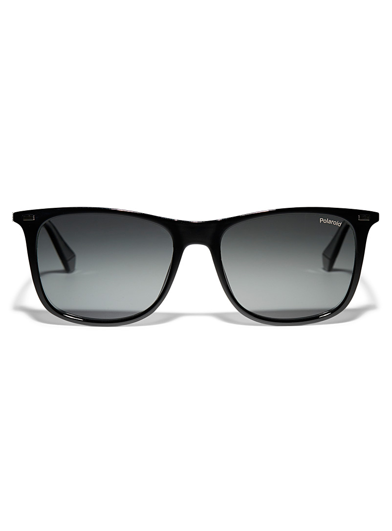 Polaroid Black Accent groove square sunglasses for men