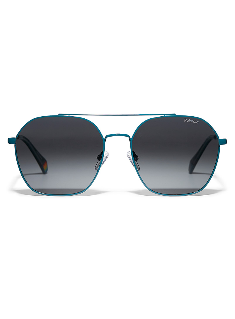 Polaroid Black Aqua blue Navigator aviator sunglasses for men