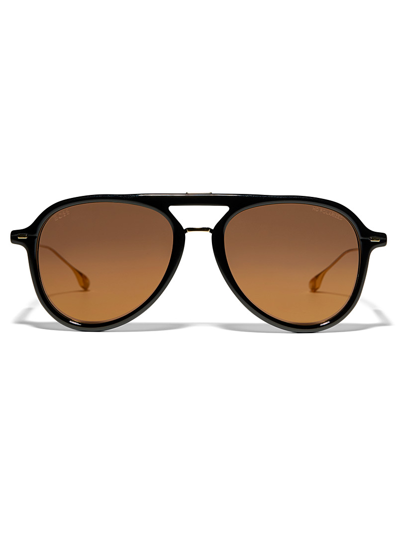 BOSS Patterned Yellow Gold accent aviator sunglasses for men