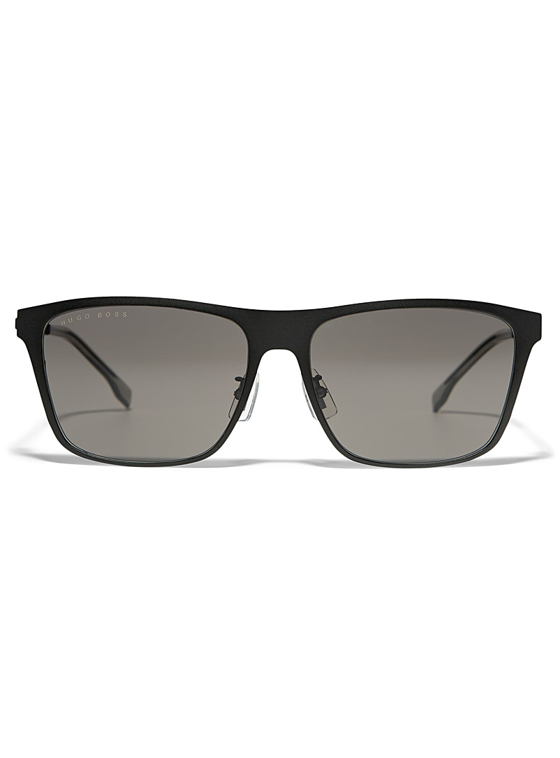 BOSS: Les lunettes de soleil rectangulaires gris profond Noir pour homme