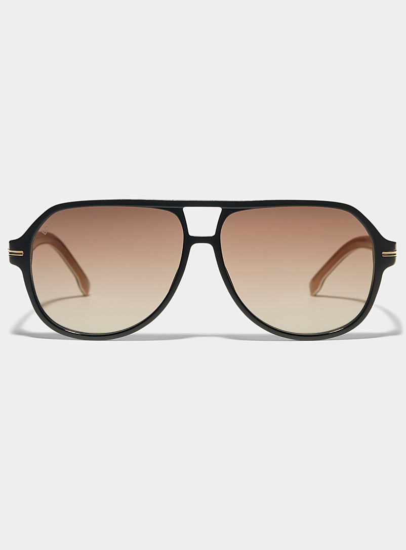 BOSS Black Contrast-temple aviator sunglasses for men