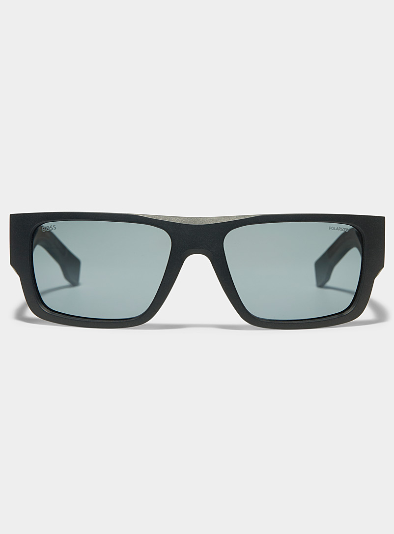BOSS Black Matte black square sunglasses for men