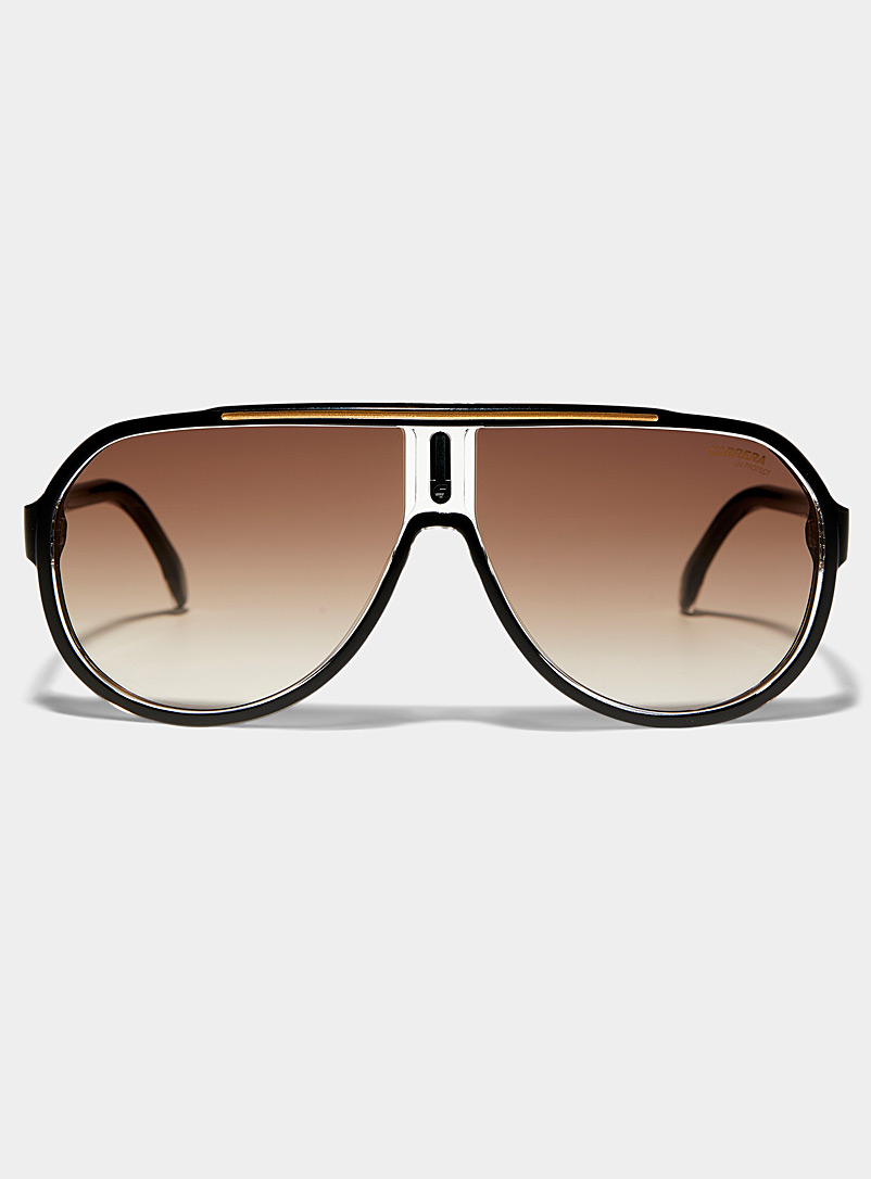 Carrera Black Golden-accent aviator sunglasses for men