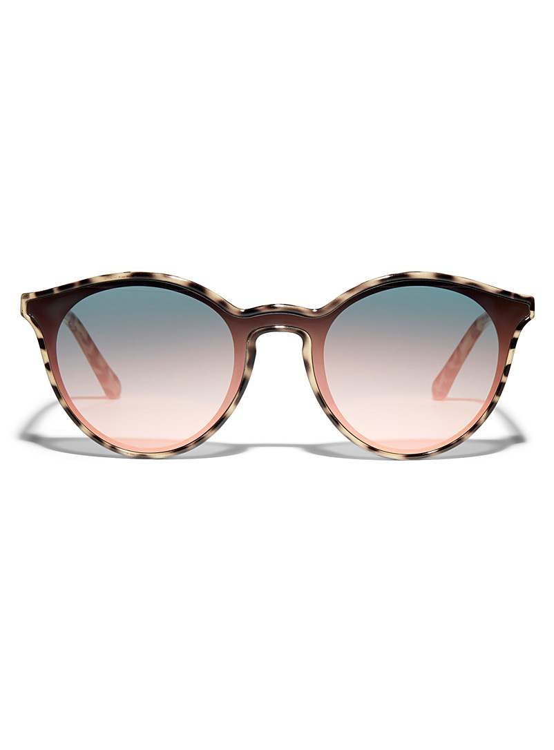 Fossil Medium Brown Minimalist round sunglasses for women