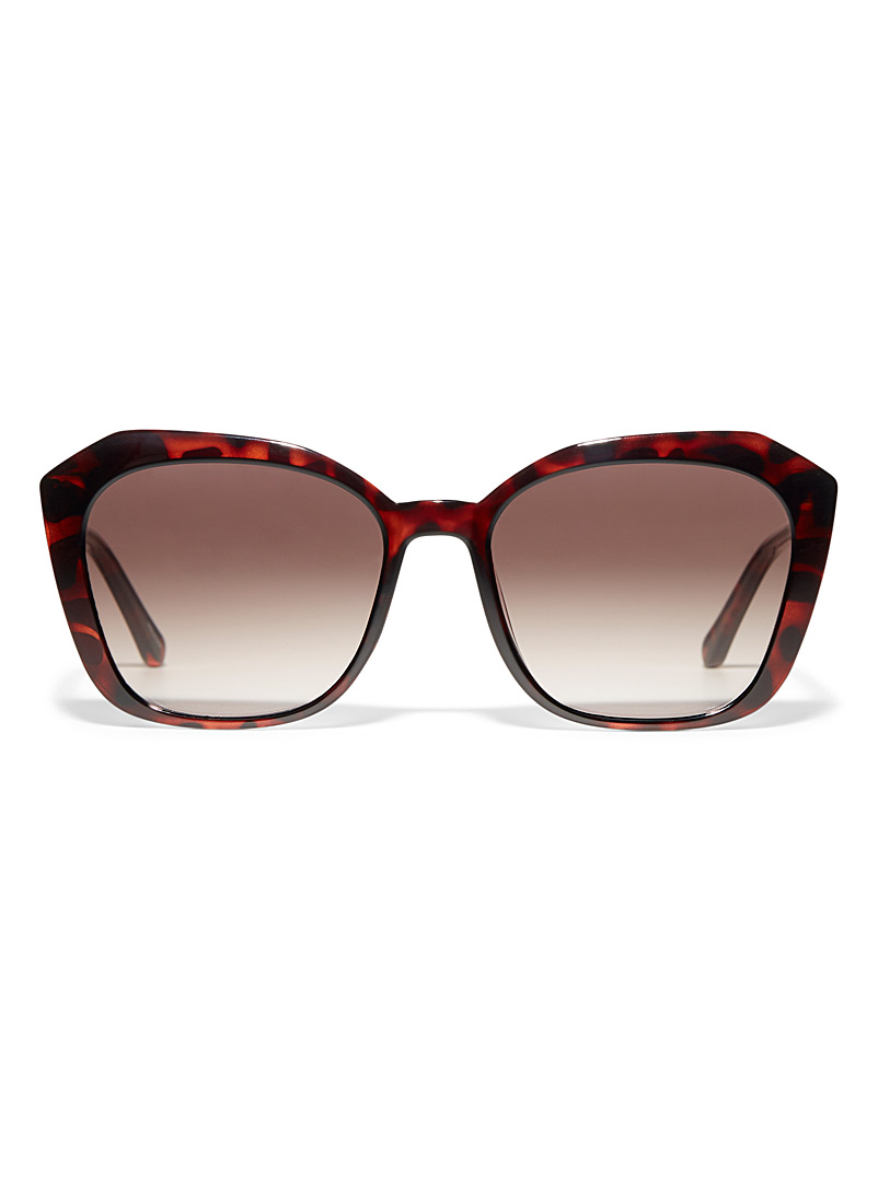 Fossil Light Brown Angular rectangular sunglasses for women