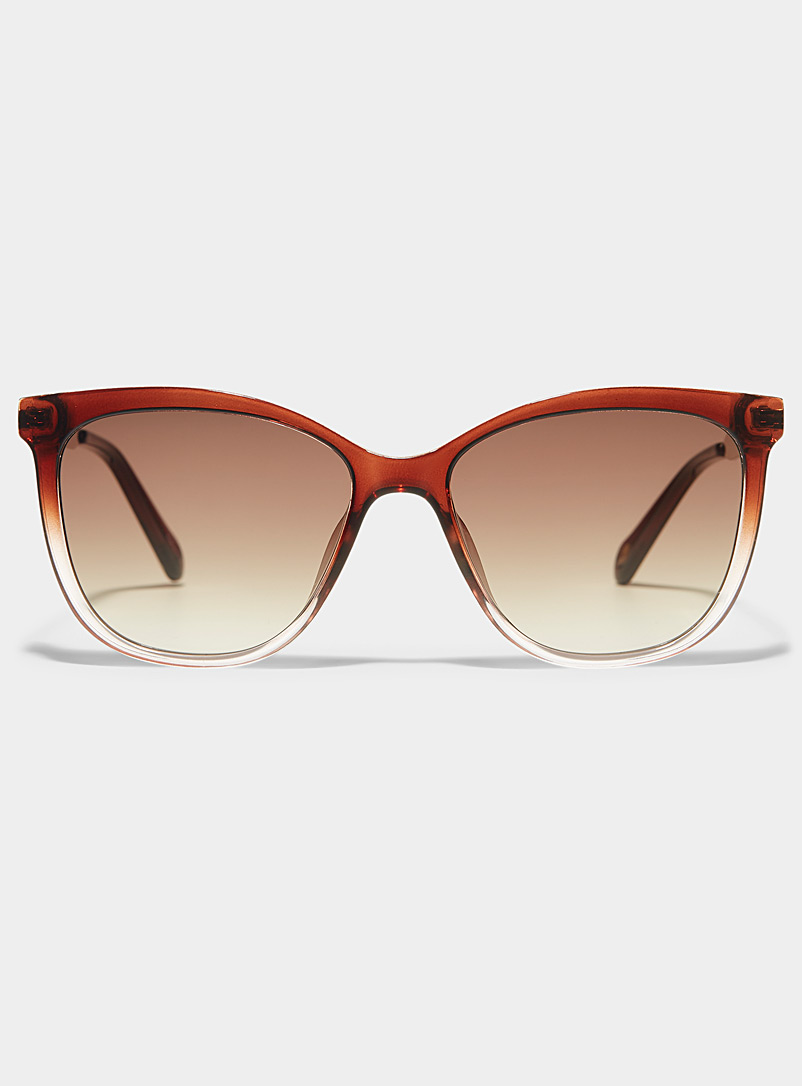 Fossil Brown Metallic-temple rounded sunglasses for women