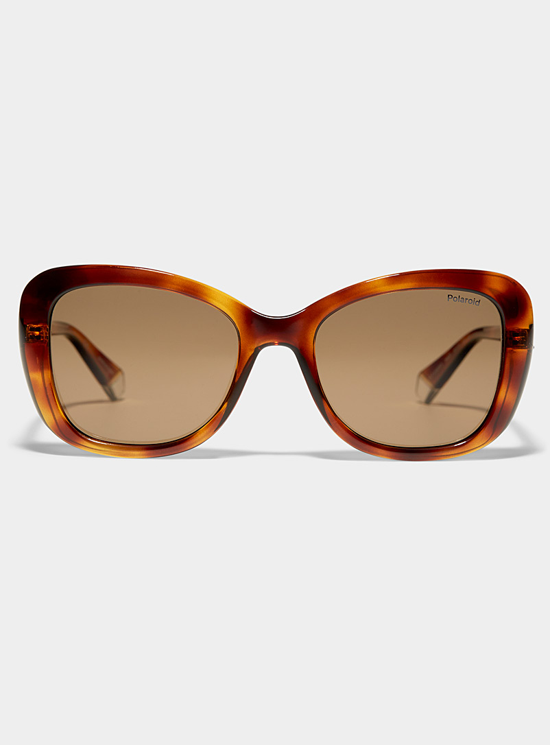 Polaroid: Les lunettes de soleil mouche accent strass Brun pâle-taupe pour femme