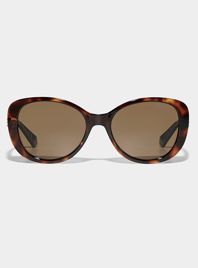 Polaroid Light Brown Rhinestone accent cat-eye sunglasses for women