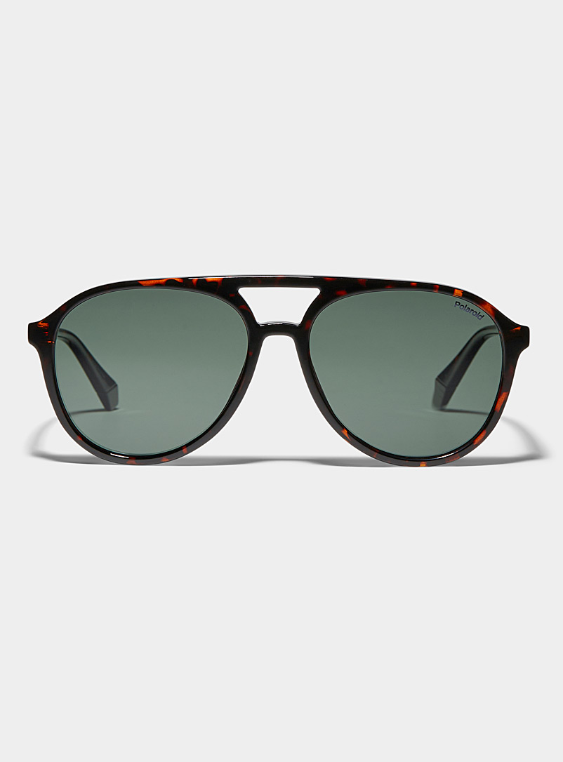 Polaroid Light Brown Turtle shell aviator sunglasses for women