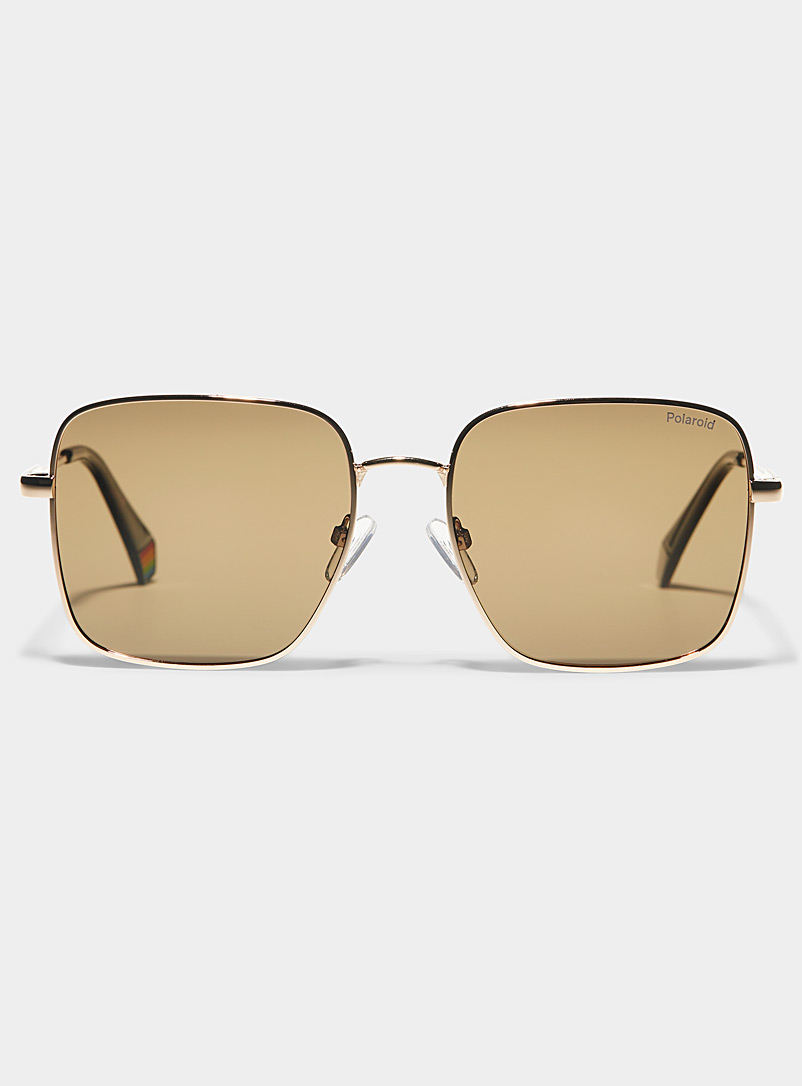 Polaroid: Les lunettes de soleil métalliques carrées Brun pâle-taupe pour femme
