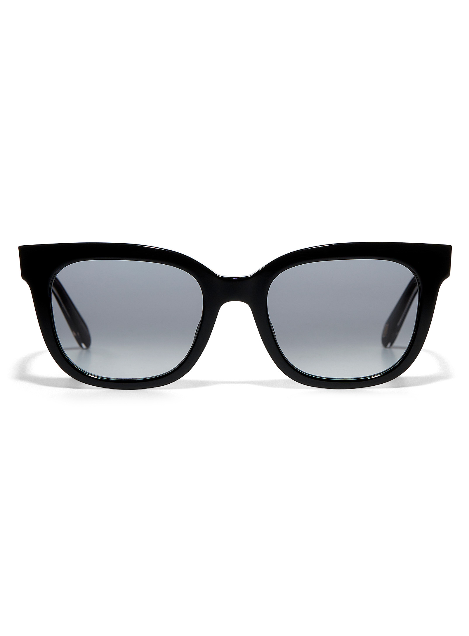 Fossil Embedded Temple Square Sunglasses In Black