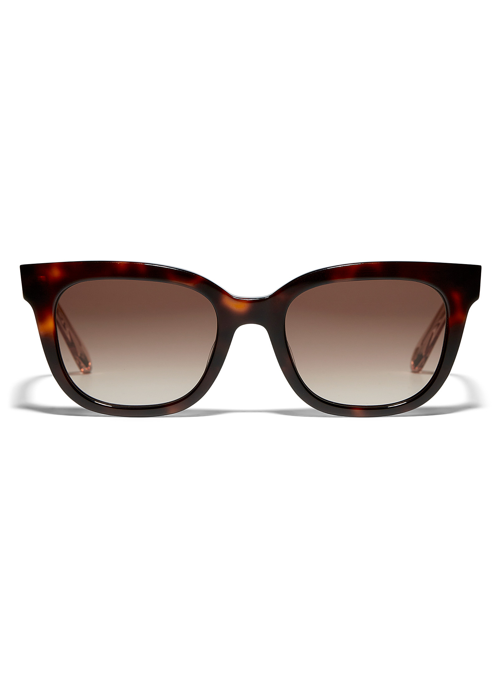 Fossil Embedded Temple Square Sunglasses In Light Brown