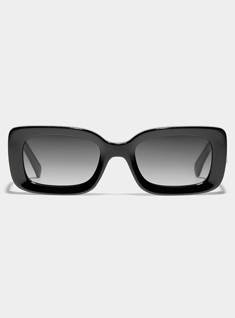 Gold-logo oversized rectangular sunglasses product image (primary)