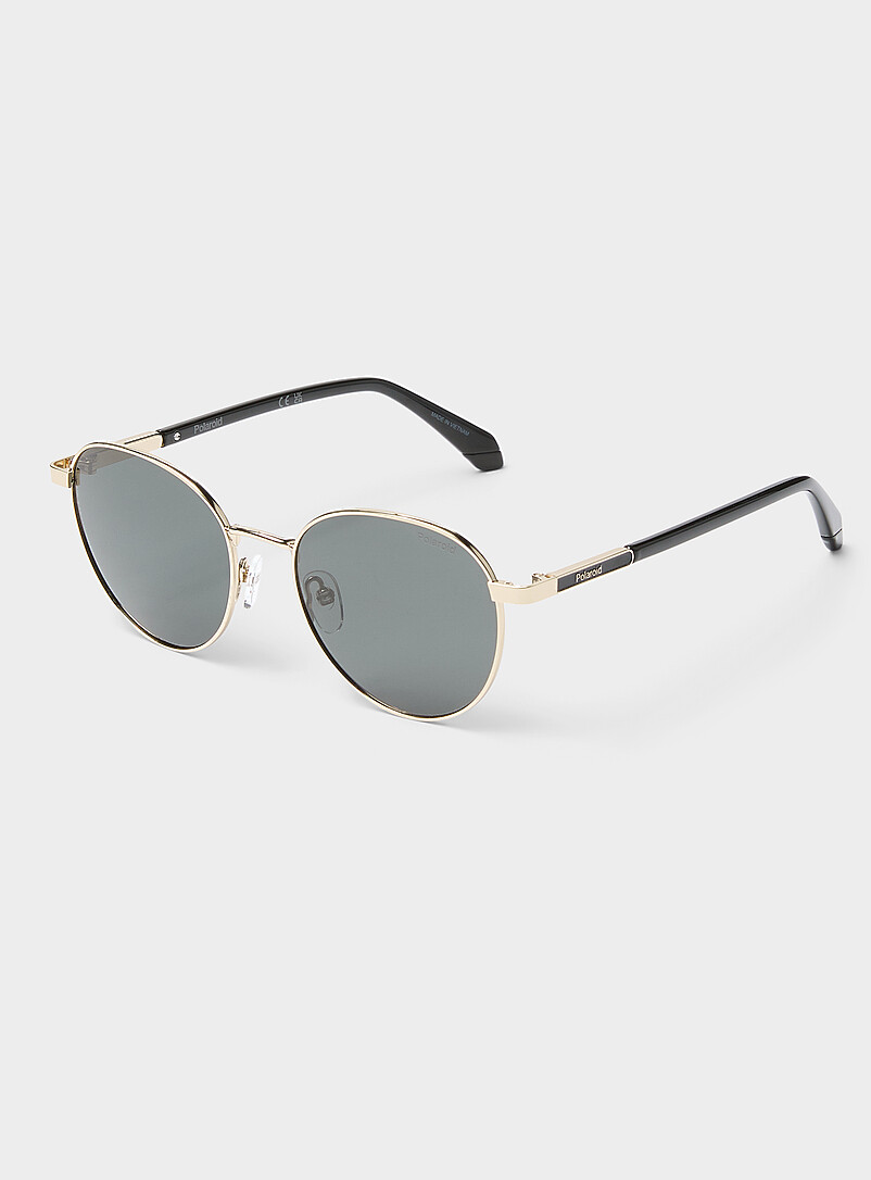 Polarized metallic-accent round sunglasses product image (primary)