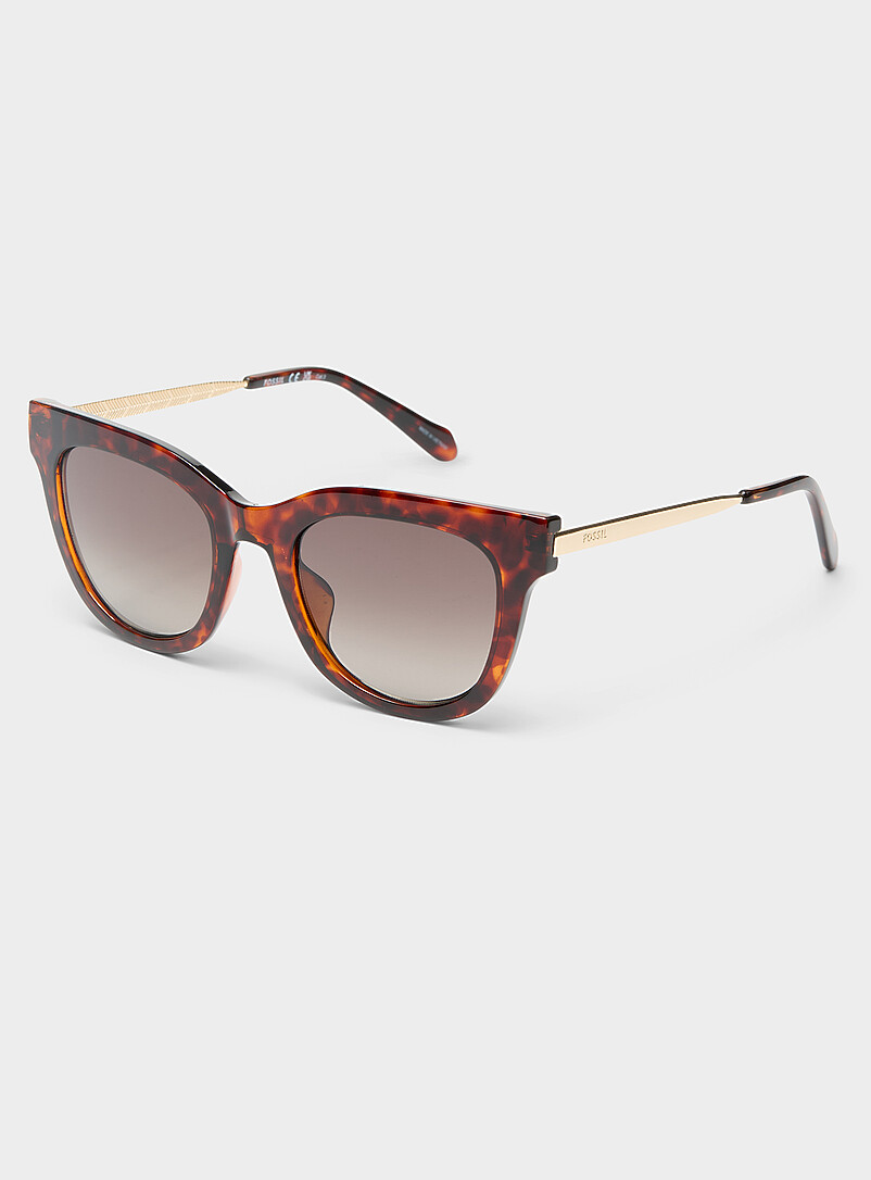 Rounded cat-eye mixed-media sunglasses product image (primary)